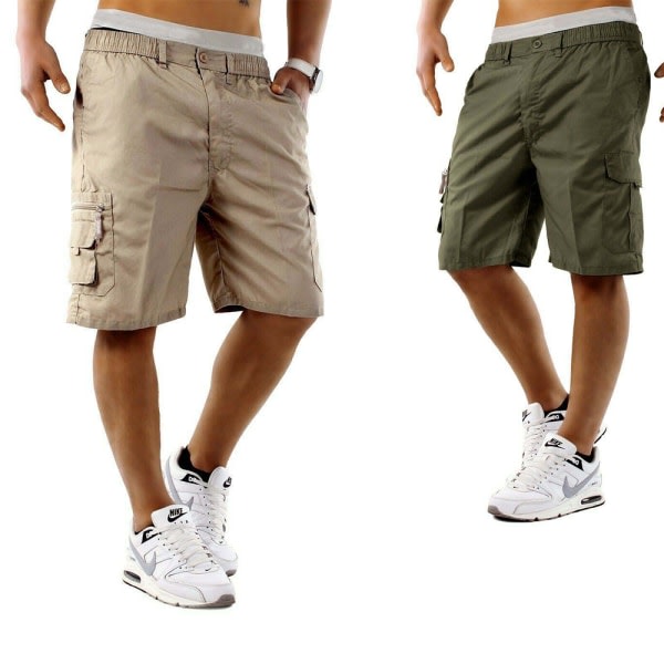 Herrshorts med flera fickor Lös rak sommar black 2xl zdq