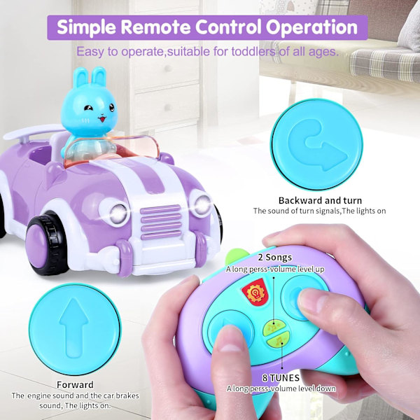 2.4G fjärrstyrd bil, mini fjärrstyrd bil för barn med ljus och musik. Söt cabriolet presentförpackning rolig press, med slumpmässiga dockor Pink