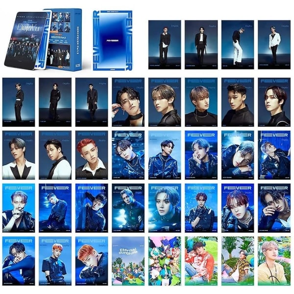 55 kpl Ateez Lomo-kortti Zero Fever Part.3 Kortti Ateez-juliste Fanit Lahja tyttärelle Ateez-valokuva (sininen)