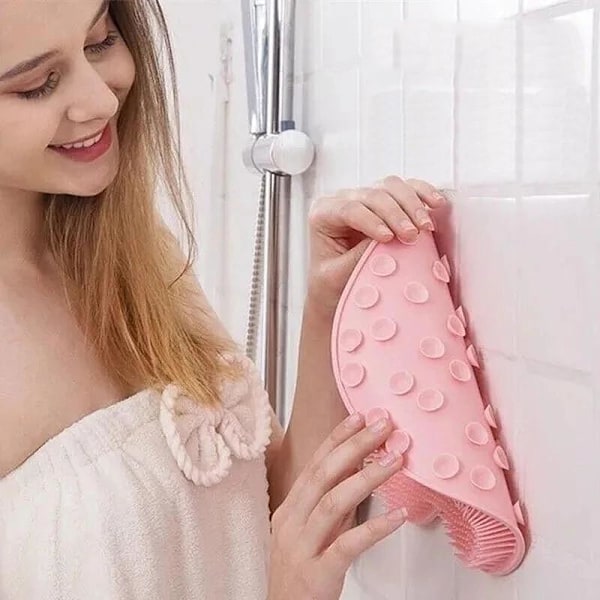 Foot & Back Scrubber for Shower - Mounts to the Wall Grey grå