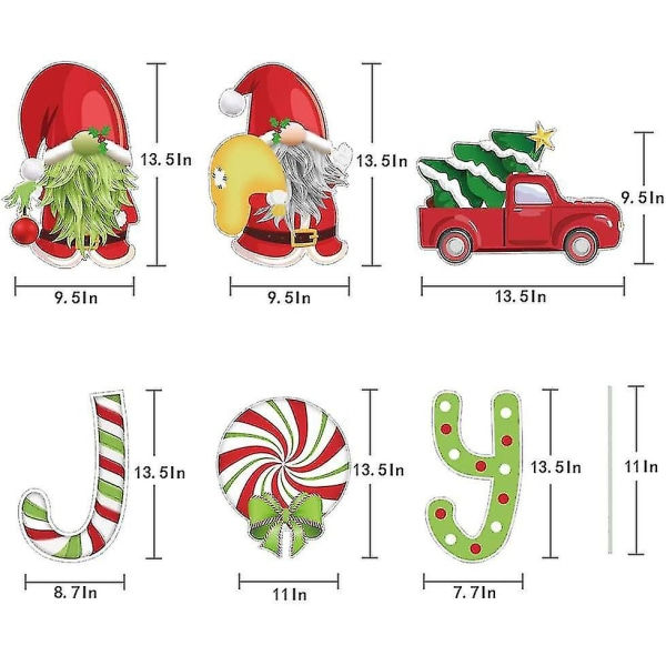 Joulukoristeet ulkona - 6 kpl Xmas Yard Stakes - Joy Gnomes Tomtehelg Ulkokoristekyltit kotiin Nurmikko Polku Kävelytie zdq