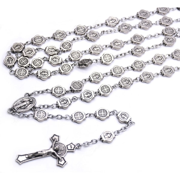 Rosenkrans för kors halsband krucifix hänge Jesus Kristus 8 mm pärlor Halsband prydnader Lämplig för kvinnor Män Christian Si szq