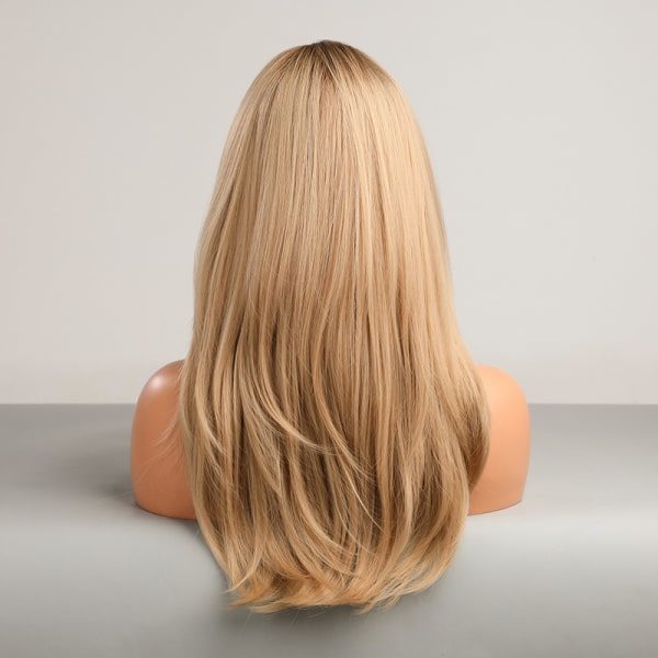 Blonde, rett syntetisk parykk