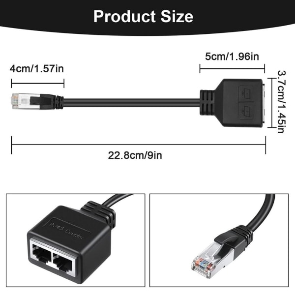 Nettverkskabel Ethernet Splitter Kabel Nettverksadapter