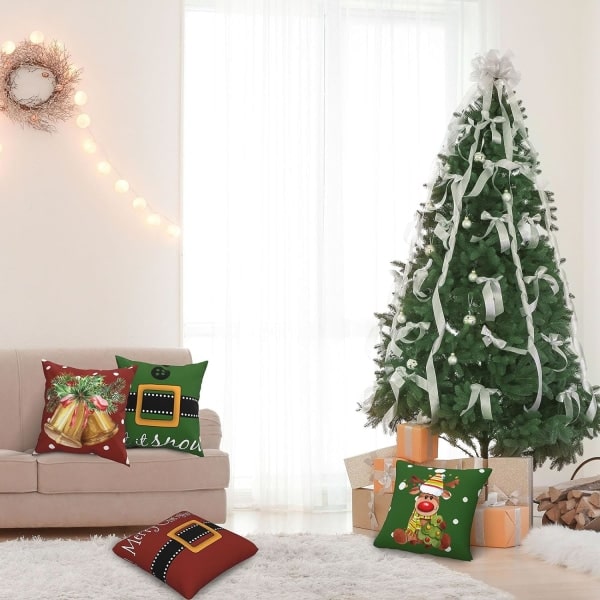 Överdrag 45,72 x 45,72 cm Röd Juldekoration Inomhus heminredning Överdrag 4 delar set för soffa