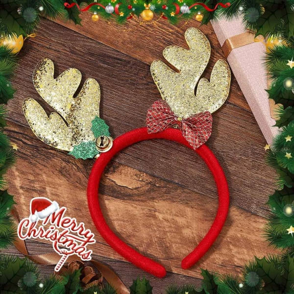 Jule Ren Pandebånd Glitter Xmas Hårbånd Fest Kostume Hårtilbehør til Kvinder Piger (Stil-A)