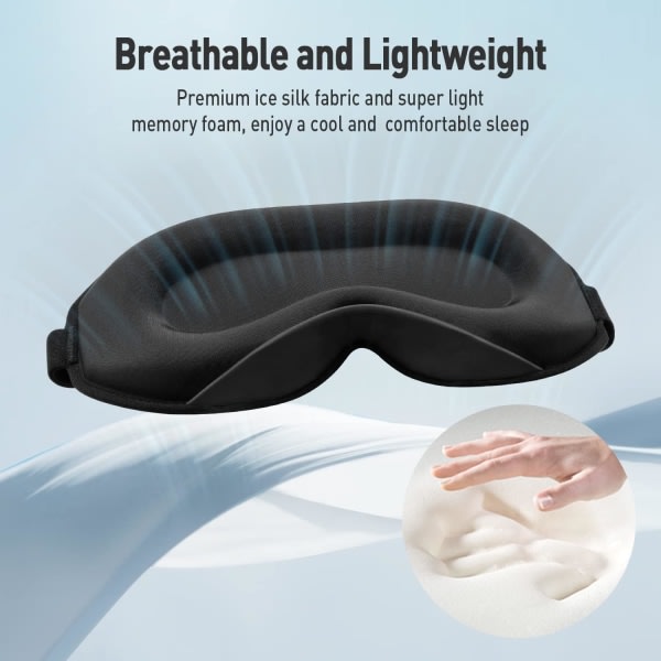 Sömnmask för kvinnor och män, Umisleep 3D Eye Sovmask för sidosömmar, Silk Blackout Eye Mask Cover för sovsal CDQ