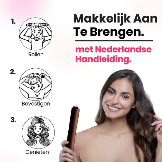 Varmefrit hårrullesæt med 3 fløjlsruller, hårklemme og satin-sovehætte, overnight blowout-krøller til mellemlangt til langt hår, brun