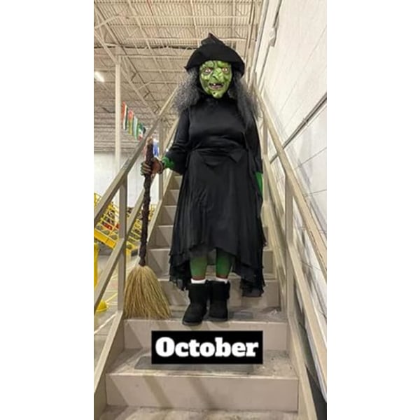 CDQ Gammal kvinna häxa mask Halloween skrämmande kostym skrämmande part cosplay dekoration tillbehör