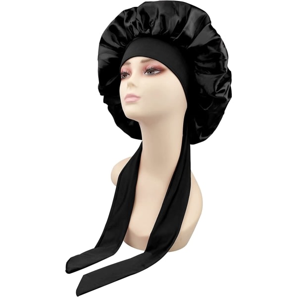 Satin Hair Bonnet Night, Satin Cap, Justerbar Dusch C