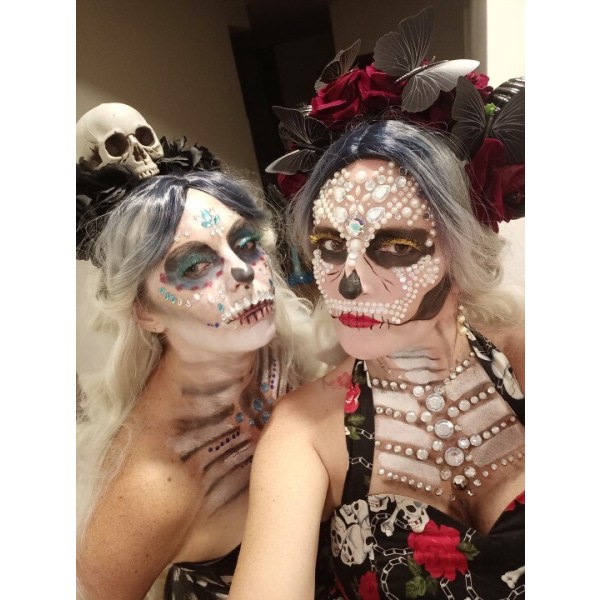 Halloween 1 bit Skull Makeup Party Face Gem-klistremerke