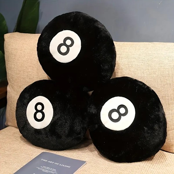 1 kpl musta 8-pallo biljardi pehmolelu tyyny - Halloween, joulu, kiitospäivälahja
