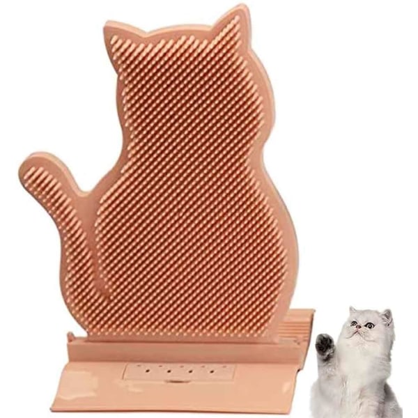 Cat Scratch Massageleksak med kattmynta, Cat Wall Corner Massage Borste, Grooming Kam, för lång- och korthårig katt (rosa)