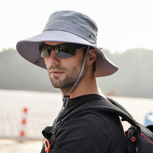 Solhatt herr UV-skydd safarihatt sommar utomhus fiskarhatt c