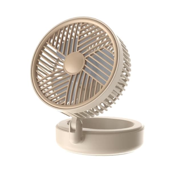 Powerful Cooling Fan, Compact Whole-Room Air Circulator. Table, Desk Oscillator, Portable Reusable Fan Beige