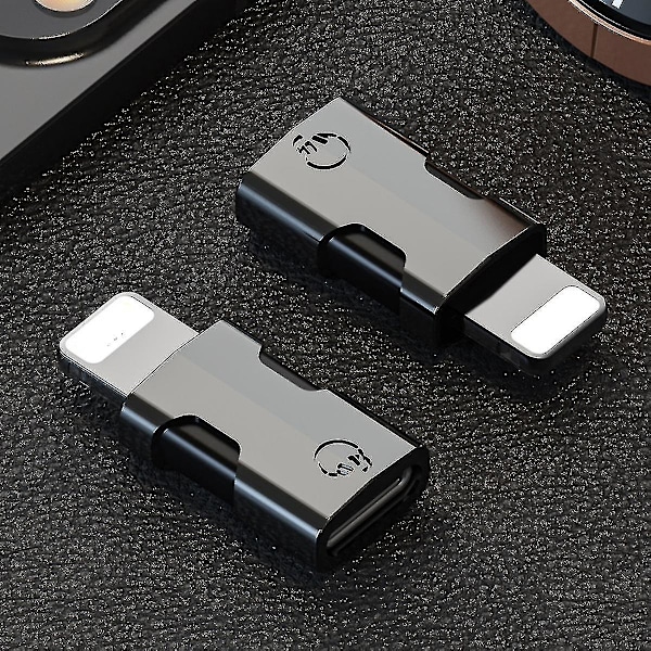 Usb C - Otg Lightning -sovitin iPhonelle - Tukee tiedonsiirtoa, liitä latausliitin, kaapelinmuunnin, langaton mikrofonisovitin - Musta-Exce