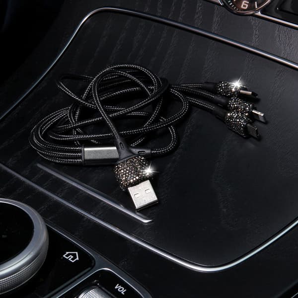 Kristall 3 i 1 USB-kabel Hurtigopladningsoplader Til iPhone Micro USB Type C Opladningskabel_tfrf
