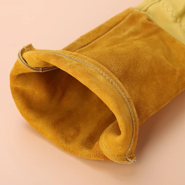 (Yellow/M size pair) Long Leather Gardening Gloves