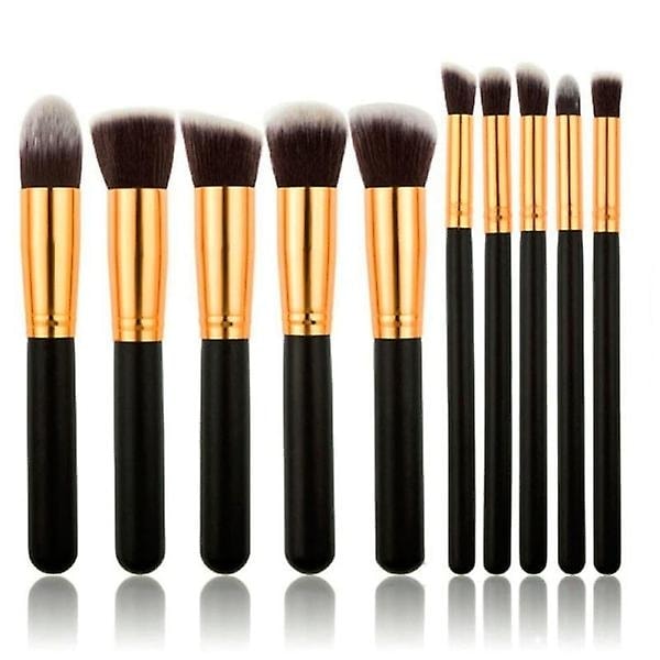 Makeup-børster 10 stk. - Sort/Guld