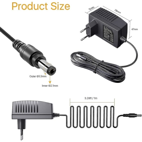 Dc 12v Power transformatorströmadapter med europeisk kontakt zdq