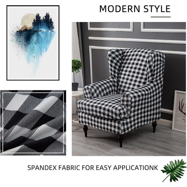 Wingstolöverdrag 2 delar Stretch Spandex Wingback stolsöverdrag Soffa Slipcover Utskrift Wingback Fåtölj Slipcovers Möbelskydd Soffa Så CDQ