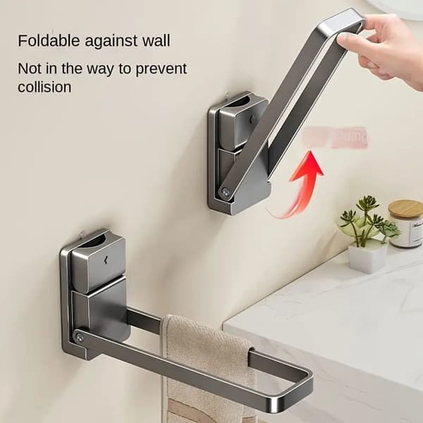 Towel Rack - Coat Rack - Hanging Coat - Towel Holder - Foldable - 90 Degree Foldable - Wall Mounted - Home - Grey