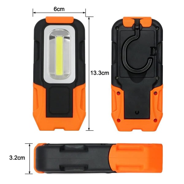 CDQ Bærbar LED-arbeidslampe, hengkrok og magnetisk lommelykt,