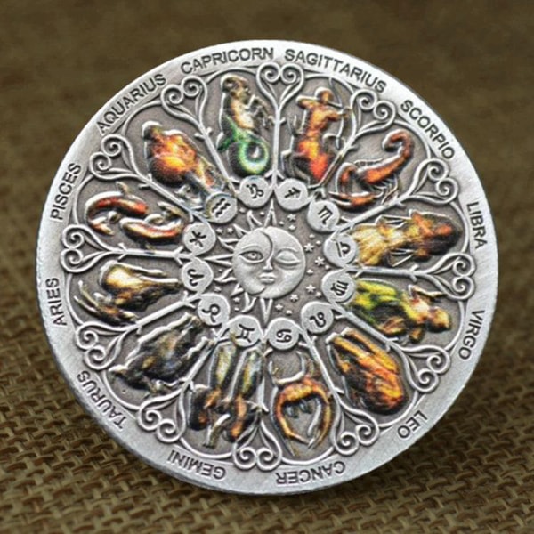 Zodiac Challenge Silver Coin The? Skriva på? Zodiac Constellation S Färg onesize