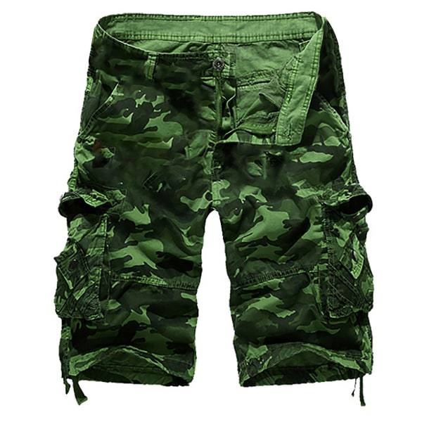 Herrshorts Multi Pocket Cargo Byxor Lös Casual Green XL zdq