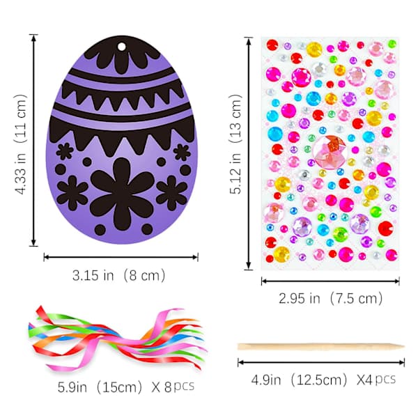 Easter Craft Set Large Pack Rainbow Magic Scratch Art Paper with Ribbons Easter Egg Bunny Chick Ornaments