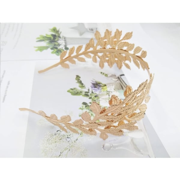 CDQ Goddess Crown, Leaf Pannband, Gold Wedding Pannband, Goddess Headpiece, Bruks for brudsmycken, Gold Leaf Headdress, 13x6,7x15cm (guld)