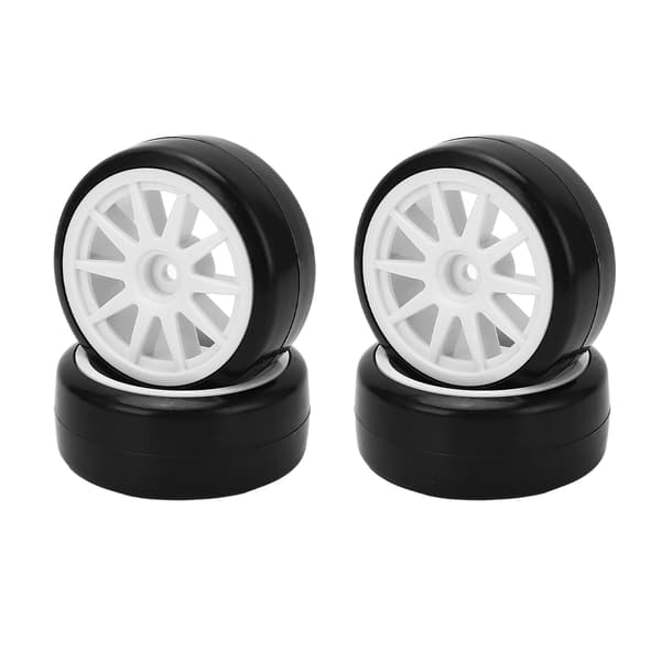 4 stk. RC Drift Dæk Hjul Gummi Plast Hårde Dæk til Biltilbehør 12mm Hex Sort_tfrf