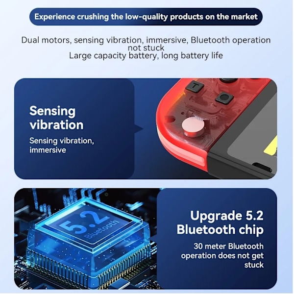 Handkontroll LED Kompatibel med JoyCon Nintendo Switch Röd Red RED/BLUE