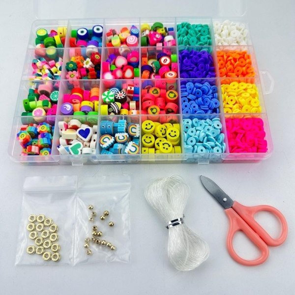 DIY runde polymer lerperler flade lerperler sæt til smykkefremstilling som billedet viser