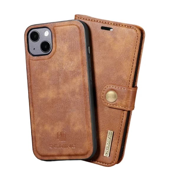 DG.MING Genuine Leather Case for iPhone 12 Light Brown