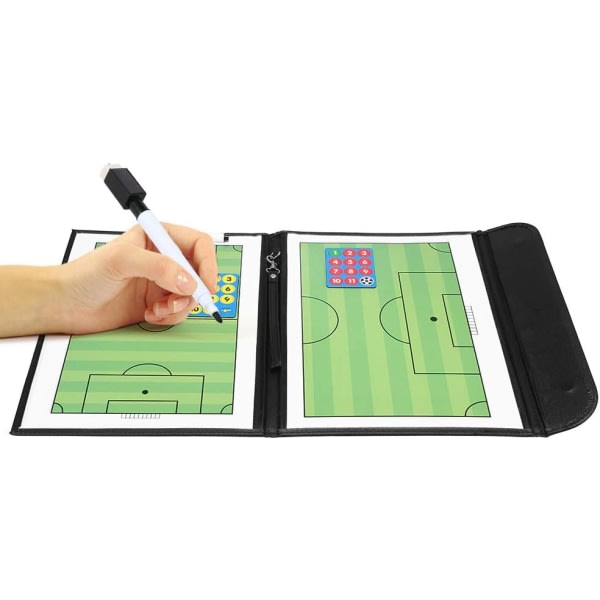 Foldbar fodboldfodbold magnetisk taktiktavle med strategitavle med markørbrikker og 2-i-1 pen