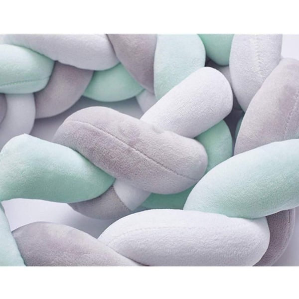 Sengestopper, babystøtfanger sengslange babystøtfanger veving kantbeskyttelse hodebeskyttelse dekorasjon for barneseng (grå, 100 cm) hvit * grønn * grå White*Green*Grey 150cm