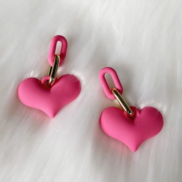 lureme Sötta hjärtörhängen Röda hjärtan Statement dinglande örhängen för kvinnor och flickor (er005558)