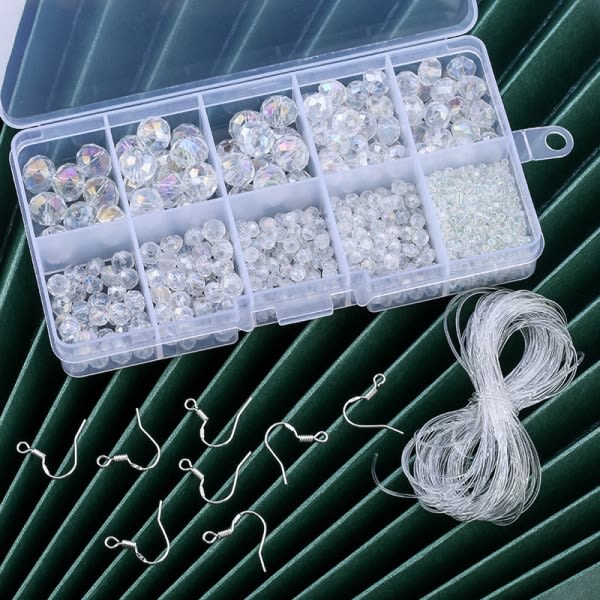 CDQ Klarglaspärlor i 500 delar för smyckestillverkning 0,4 / 0,6 / 0CDQ