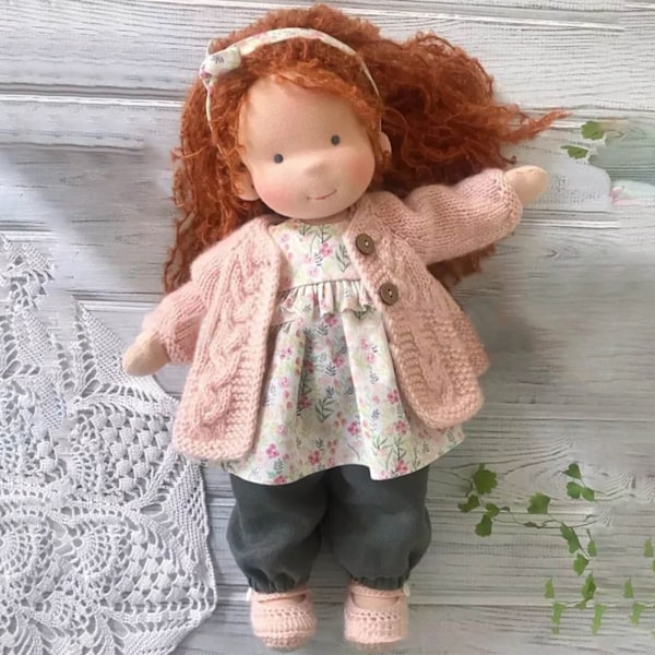 Mini Julenisse Waldorf Dukker for Jenter, Myk Søt Håndlaget Plysjdukke Barnleker, Julegave Bursdagsgave