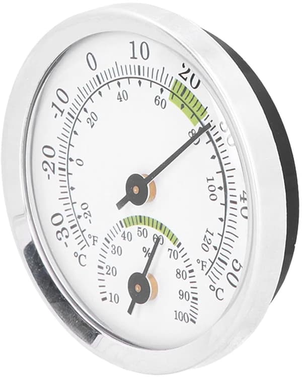 Dial Termometer-Hygrometer Mini - -30~50℃ - For Kjøleskap & Sigarboks