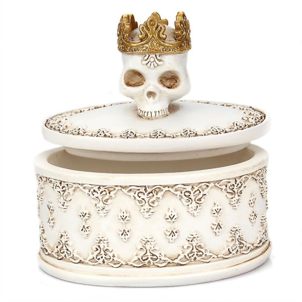CDQ Resin Crown Skelett förvaringslåda Kreativ förvaringslåda Halloween koristelu