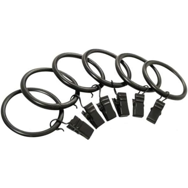 CDQ 15 stk. Gardinringe med klemmer Dekorative gardinringe Rustfrie (sort)