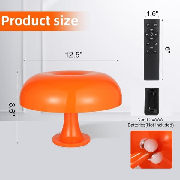 Orange Svamplampa – Dimbar Bordslampa med Retrodesign för Sovrum & Vardagsrum_TF_TF Orange USB