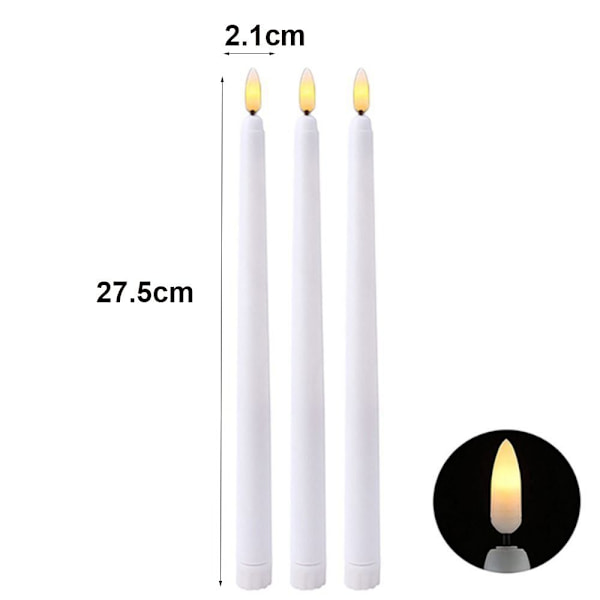 6 stk. Lange LED-Lys Flammeløse Lys SORTE Black
