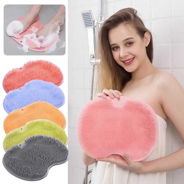 Foot & Back Scrubber for Shower - Mounts to the Wall Grey grå