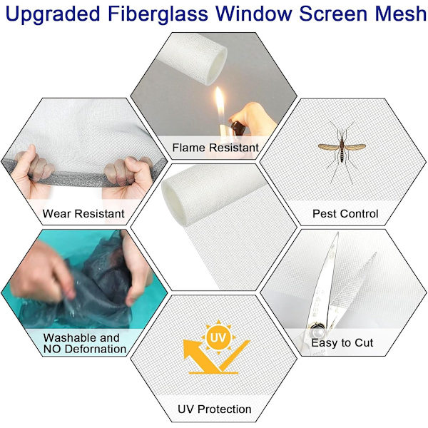 Replacement Net - Pets - 120 - 250 - cm - White - Scratch Resistant - Universal - Window Net - Insert Window Net - Fiberglass Window Net