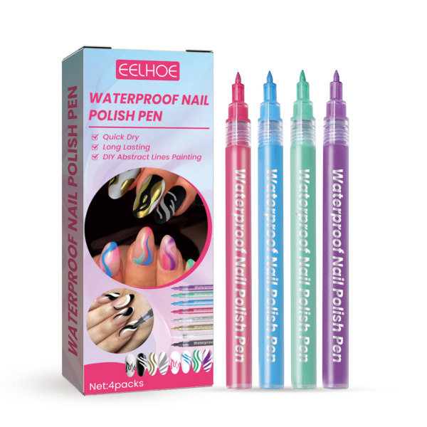 Kynä kynsien koristeluun Graffiti Pen Liner Kynsien kärki Nopeasti kuivuva maalauskynä kynsien koristeluun manikyyrityökalu harmaa kulta ja hopea