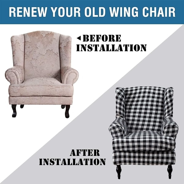 Wingstolöverdrag 2 delar Stretch Spandex Wingback stolsöverdrag Soffa Slipcover Utskrift Wingback Fåtölj Slipcovers Möbelskydd Soffa Så CDQ