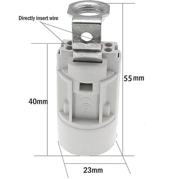 E14 Flame Bulb Base, Termoplast, Svart, Ses 52 mm hög, 1/8 Ips Hickey-gänga